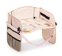 Navaris Mesa de Coche para niños - Bandeja Infantil para Viaje Cochecito avión - para Dibujar apoyar Tablet Snack Botella - Plegable con Bolsillos