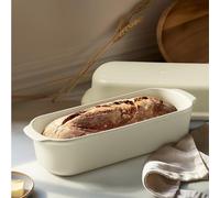 Navaris Molde con Tapa para Pan - Recipiente de Cerámica - Apto Lavavajillas - Molde Rectangular Libre de Tóxicos - 34 x 13,5 x 14 cm