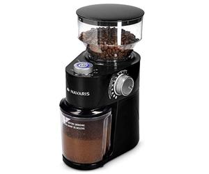 Navaris Molinillo de café eléctrico - Molino regulable de granos de café semillas frutos secos o especias - Moledor profesional para hasta 14 tazas