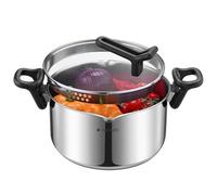 Navaris Olla Acero Inoxidable 25 cm - Cacerola Acero Inoxidable con 2 Asas y Tapa de Cristal con Colador - Olla para Cocina Induccion y Vitroceramica - Olla 25 cm Apta Lavavajillas