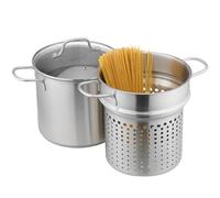 Navaris Olla de acero inoxidable para pasta y verduras, 5.7 L (6.1 cuartos de galón) - Maceta versátil - Apto para inducción, gas, eléctrico y horno - Lavavajillas