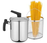 Navaris olla para Cocer Pasta - Cesta Extraíble para Hervir Espárragos - Escurridor y Tapa para Espaguetis - Cazo Freidora con Cestillo - 23 x 17 x 26 cm
