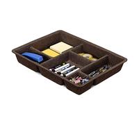 Navaris Organizador de cajones de Fieltro - Caja con Compartimentos para almacenaje en cajón de baño Armario cómoda para Ropa cosméticos - Marrón