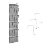 Navaris Organizador de Zapatos para Colgar - Zapatero de Tela para Puertas armarios - Almacenaje con 20 Bolsillos para Juguetes Ropa - Gris Oscuro