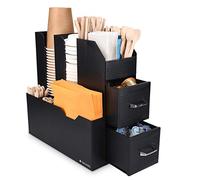 Navaris Organizador para café - Caja para organizar cápsulas Tazas Vasos Sobres de azúcar o de té - Bandeja de almacenaje con Compartimentos