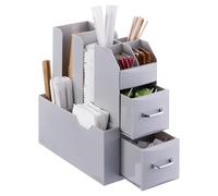 Navaris Organizador para café - Caja para organizar cápsulas Tazas Vasos Sobres de azúcar o de té - Bandeja de almacenaje con Compartimentos - Gris