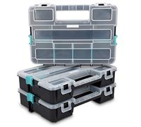Navaris Organizador Tornillos - Caja Organizadora Tornillos de Plástico - Compartimentos de Varios Tamaños para Almacenaje de Tuercas Manualidades - Maletin Pesca Compartimentos