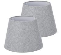 Navaris Pantallas de Lámpara Gris y Blanco - Set de 2x Pantalla Redonda Estilo Vintage para Lámparas de Mesa Salón Dormitorio - Portalámparas E27