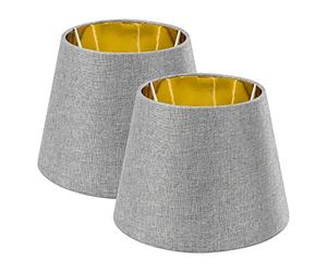 Navaris Pantallas de lámpara gris y dorada - Set de 2x Pantalla redonda estilo vintage para lámparas de mesa salón dormitorio - Portalámparas E27