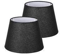 Navaris Pantallas de Lámpara Negro y Blanco - Set de 2x Pantalla Redonda Estilo Vintage para Lámparas de Mesa Salón Dormitorio - Portalámparas E27