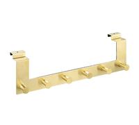 Navaris Perchero para puerta - Colgador para puertas con pliegue de sobremarco - Con 6x percha sin agujeros para baño dormitorio - 39 x 11 cm - Dorado