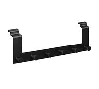 Navaris Perchero para puerta - Colgador para puertas con pliegue de sobremarco - Con 6x percha sin agujeros para baño dormitorio - 39 x 11 cm - Negro
