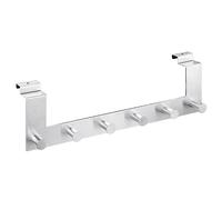 Navaris Perchero para puerta - Colgador para puertas con pliegue de sobremarco de 4 cm de grosor - Con 6x percha sin agujeros para baño dormitorio - 39 x 11 cm - Plateado