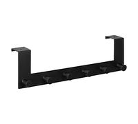 Navaris Perchero para Puerta - Colgador para Puertas de hasta 4 cm con 6X Gancho - Percheros sin Agujeros para baño Dormitorio - 39 x 11 cm - Negro