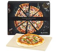 Navaris Piedra para pizza de cordierita - Piedra para horno rectangular para pizza o pan - Bandeja para parrilla barbacoa o grill - XL 38 x 30 x 1.5CM