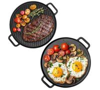 Navaris Plancha Hierro Fundido - Sarten Hierro Fundido Reversible 30 cm - Plancha para Barbacoa Cocina de Gas Vitrocerámica Inducción y Horno - Ideal para Carne Verduras Tortitas