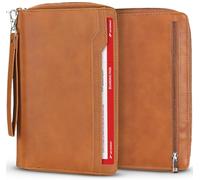 Navaris PortaDocumentos de Viaje - Funda Porta Documentos Familiar para Coche y Viajes - Cartera con 6 Bolsillos para Pasaporte y 4 para Tarjetas Documentos y Billetes de Avion