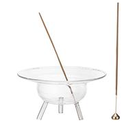 Navaris Quemador de Incienso de Vidrio - Soporte Incienso Varilla Conos Velas de Té Palo Santo, Salvia - Porta Incienso Atrapaceniza - Inciensario para Meditación y Aromaterapia