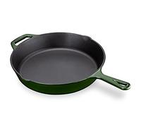 Navaris Sartén Antiadherente de Hierro - Plancha Redonda esmaltada Ø 30 CM con Mango - para Horno Barbacoa freír Asar Carne Pescado Verduras Pollo