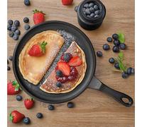 Navaris Sartén de Hierro Fundido 41 cm - Sartén de 2 Asas para Horno Barbacoa Cocina de Gas Vitrocerámica Inducción - Cast Iron Skillet Antiadherente con Retención de Calor