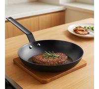 Navaris Sarten Hierro Fundido con Nitrógeno - Cast Iron Skillet Curado de 25 cm - Sartenes Hierro Fundido Inducción Vitroceramica Horno Plancha Gas - Apta para Lavavajillas