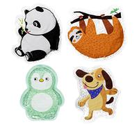 Navaris Set 4x compresa de gel para niños - 4x Almohadilla reutilizable para aplicar calor y frío - Apta para microondas - Con forma de animales