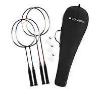 Navaris Set de Bádminton Familiar - 4 Raquetas de Bádminton, 3 Pelotas y 1 Bolso Deportivo, Bádminton Set Ideal para Toda la Familia