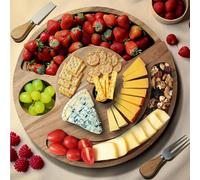 Navaris Set de Tabla para Quesos - Tablas de Madera para Quesos Aperitivos y Charcutería - con Base Antideslizante y Tenedor y Cuchillo para Cortar Queso y Embutidos