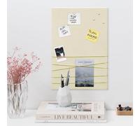 Navaris Tablero Colgante para Fotos - Cartelera para Poner Notas de Terciopelo - Portafotos 44 x 30 CM con Cuerda para Colgar y 6X chincheta - Beige