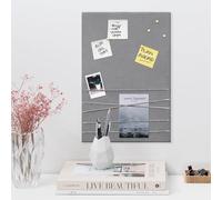 Navaris Tablero Colgante para Fotos - Cartelera para Poner Notas de Terciopelo - Portafotos de 44 x 30 CM con Cuerda para Colgar y 6X chincheta - Gris