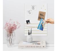 Navaris Tablero Colgante para Fotos - Cartelera para Poner Notas de Terciopelo - Portafotos de 44 x 30 CM con Cuerda para Colgar y 6X chincheta - Blanco