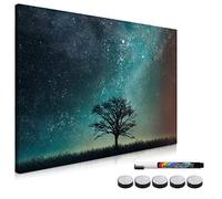 Navaris Tablero de Notas magnético - Pizarra con diseño de Cielo y árbol - Pizarra magnética con Marcador Negro y 5 imanes