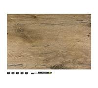 Navaris Tablero de Notas magnético - Pizarra con diseño de Madera en Color Oscuro - Pizarra magnética con Marcador Negro y 5 imanes - 60 x 40 CM