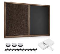 Navaris Tablero para notas de corcho y pizarra - Tablero magnético combinado de pared 90 x 60 CM y marco de pino - Tiza chinchetas imanes incluidos