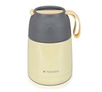 Navaris Termo Comida y Agua Caliente 450 ML - Recipiente Adulto o Infantil para Mantener Solidos y Liquidos Fríos y Calientes - de Acero Inoxidable - en Amarillo