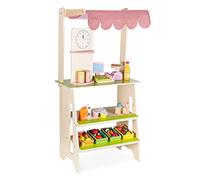 Navaris Tienda de Madera Infantil - Supermercado Montessori de Juguete para niños con Caja registradora y Accesorios - Mercado con Frutas para Hacer la Compra