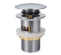 Navaris Válvula para desagüe Universal - Tapón Pop up con rebosadero de Metal para baño Cocina - para Lavabo Fregadero bañera de 38 MM - Plateado