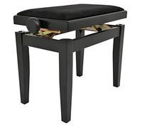 Navarrez Juan Miguel Banco de Piano Elegance Negro Mate - Madera Maciza - Ajustable en Altura Mediante Mecanismo de Tijera - Tapizado de Terciopelo Negro
