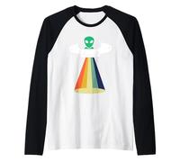 Nave Espacial OVNI secuestro alienígena, Divertido área Retro 51 UAP ET Regalo Camiseta Manga Raglan