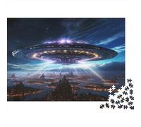 Nave Espacial UFO Futurista Puzzle de 1000 Piezas Papel para Adultos Escena Nocturna Relajante Enfoque Puzzle para Toda la Familia Decoración 38x26cm/1000pcs