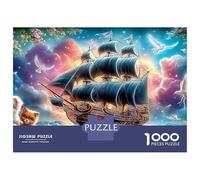 Nave Fantasma Puzzle 1000 Piezas Barco Pirata en el océano cósmico Puzzle Decorativo con Corte Preciso, Juego Calmante Y Reto Creativo para Adultos Y Niños 38x26cm/1000pcs