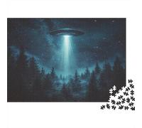 Nave UFO Bosque Nocturno Puzzle de 1000 Piezas Papel Puzzle para Adultos Escena Misteriosa Relajante Decorativo Regalo Familiar 52x38cm/1000pcs