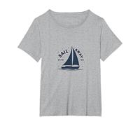 Navega Conmigo: Velero de Aventura náutica Camiseta, Mujer Tallas Grandes, Gris Jaspeado, 1XL Grande