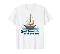 Navega hacia Tus sueños Náutico Camiseta gráfica económica, Hombre, Blanco, M