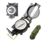 Navegación de brújula para exteriores, herramienta de navegación impermeable para niños con declinación ajustable, lupa y escala, cordón verde militar