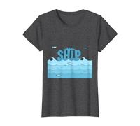 Navegación Navegación Océano Olas Peces Aventura Camiseta, Mujer, Jaspeado Oscuro, 3XL