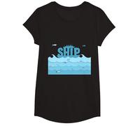 Navegación Navegación Océano Olas Peces Aventura Camiseta, Niñas, Negro, Grande