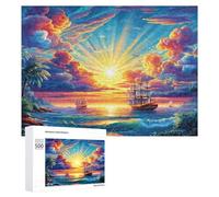Navegación Velero Puzzle 500 Piezas A Partir De 12 Años el Barco marítimo Rompecabezas Familiar 3D DIY Creativo para Adultos Y Niños Desafío Intelectual Estera Portátil 500 PCS