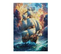 Navegación Velero Puzzles 300 Piezas Decoración Hogar 3D Elegante el Barco marítimo Rompecabezas Familiar para Adultos Obra De Arte Colorido DIY Creativo 300 PCS