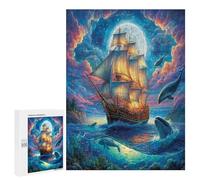 Navegación y velero Puzzle 500 Piezas Redondo Circular el Barco de mar Rompecabezas 3D para Hombres Y Mujeres A 14 Años Decoración Hogar DIY Creativo Aliviar Estrés 500 PCS